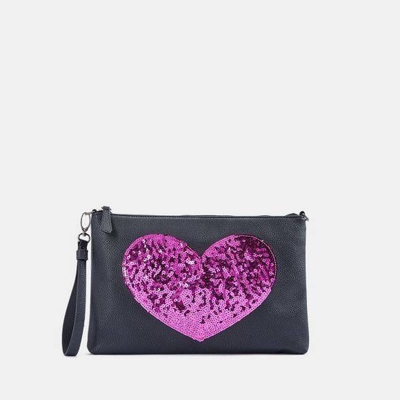 💖💓💝GORGEOUS SEQUINS HEART CLUTCH💝💓💖 - Picture 3 of 3